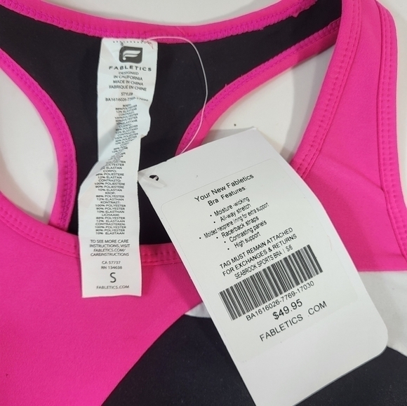 NWT Fabletics Pink Sports Bra - Picture 6 of 6